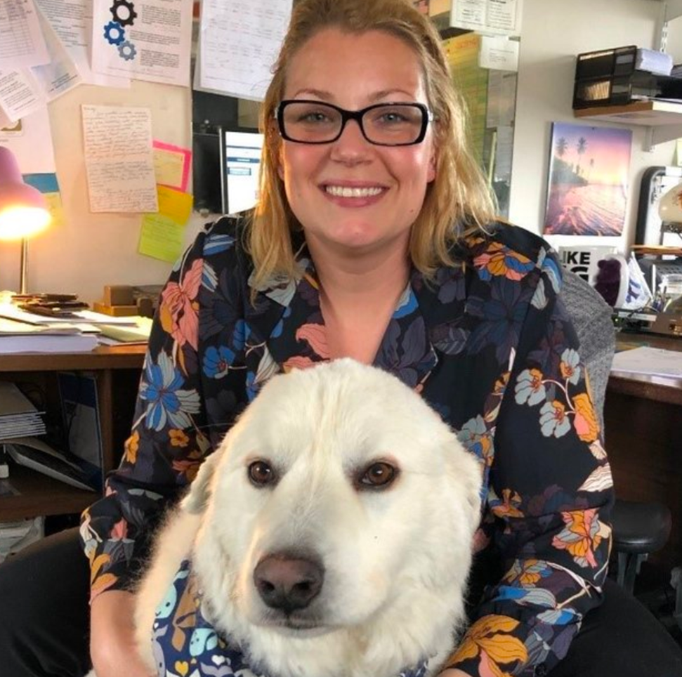 Candace Hawkins with Willow at Lakeside Memorial Funeral Home in West Seneca, N.Y. (photo courtesy Lakeside Memorial Funeral Home)